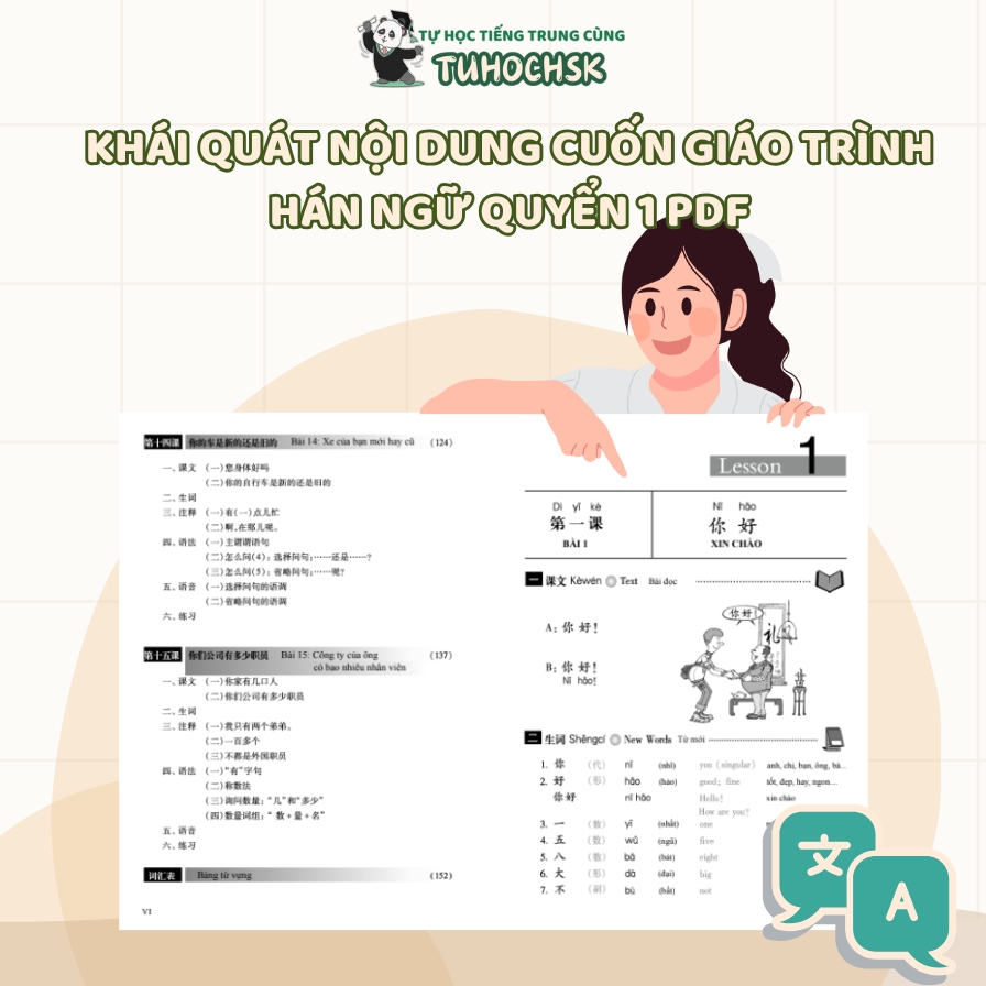 Khái quát nội dung cuốn giáo trình hán ngữ quyển 1 PDF