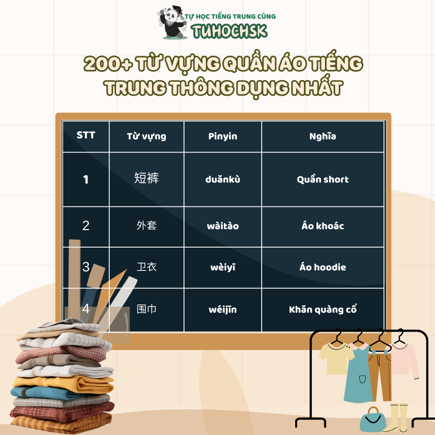 200+ Từ vựng quần áo tiếng Trung thông dụng nhất