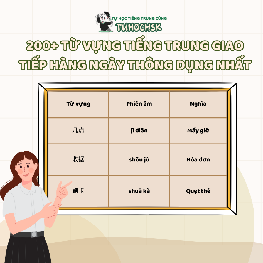Từ vựng tiếng Trung giao tiếp hàng ngày thông dụng nhất