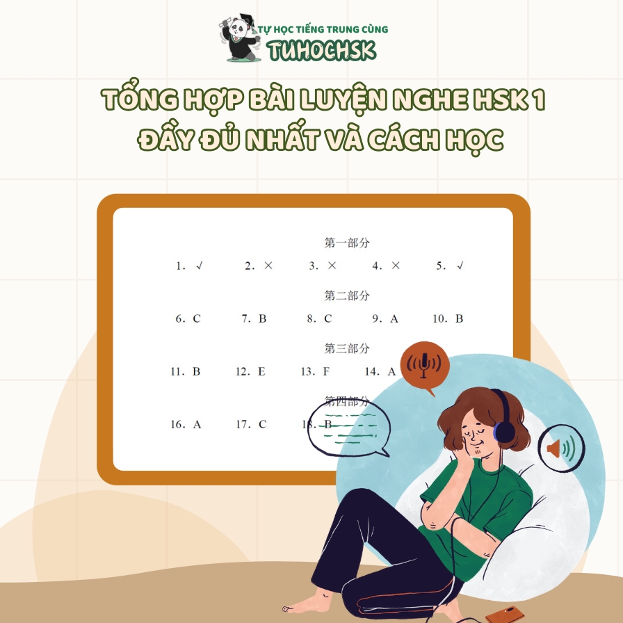 Tổng hợp bài luyện nghe HSK 1 đầy đủ nhất và cách học 